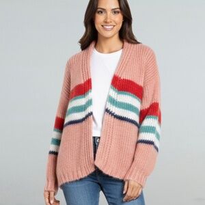 POL Oversized Striped Open Front Cardigan NWOT S